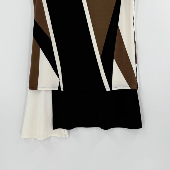 Eva Varro Womens Sleeveless Geometric Asymmetrical Hem Top S Black/Brown/White - Picture 4 of 6